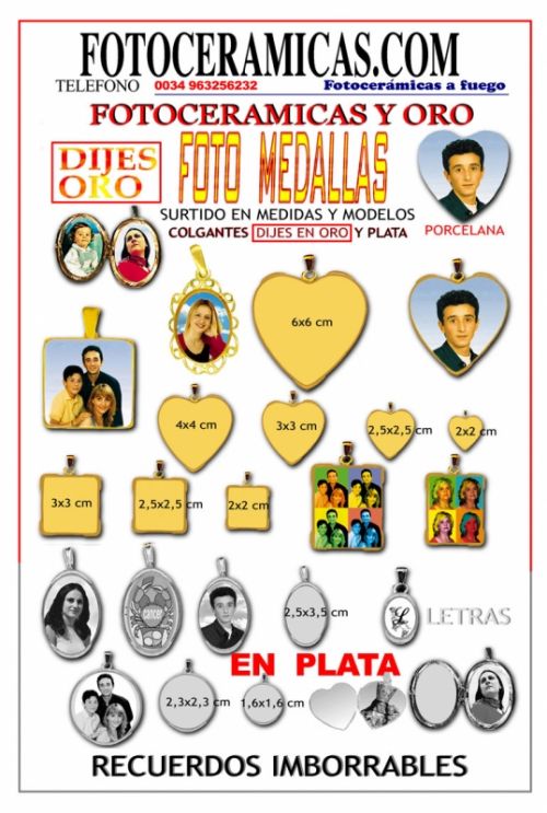 Fotografia de BROMOSPA FOTOCERAMICAS PARA LAPIDAS Y DECORACION  EXTERIORES - Galeria Fotografica: FOTOCERAMICA BROMOSPA-FOTOGRAFIA EN PORCELANA Y DIJES COLGANTES A JUEGO - Foto: 
