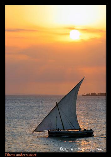 Fotografia de Agustin Fernandez - Galeria Fotografica: Zanzibar Brushstrokes - Foto: Dhow sailing under sunset